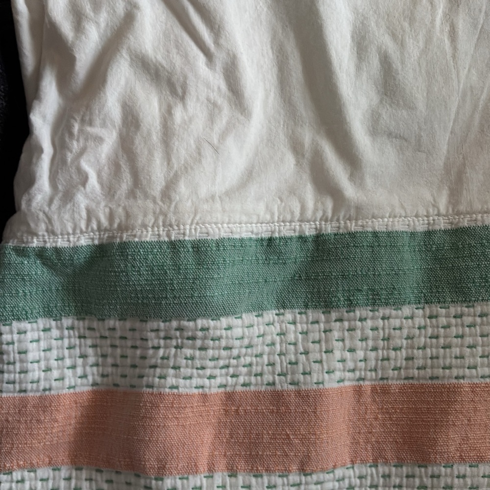 Pottery Barn Kids Green and Pink crib skirt